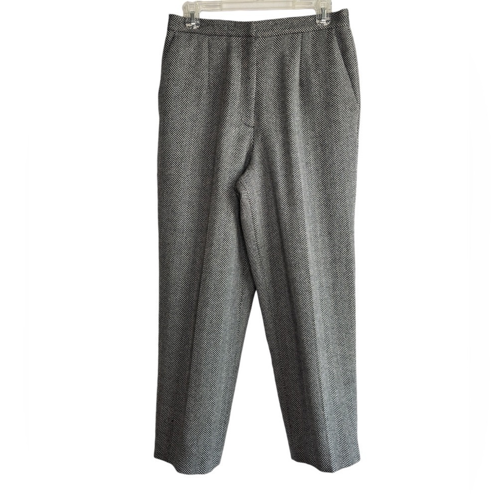 Vintage David Brooks Wool Gray Herringbone Lined Pants Size 10 P Made in USA EUC